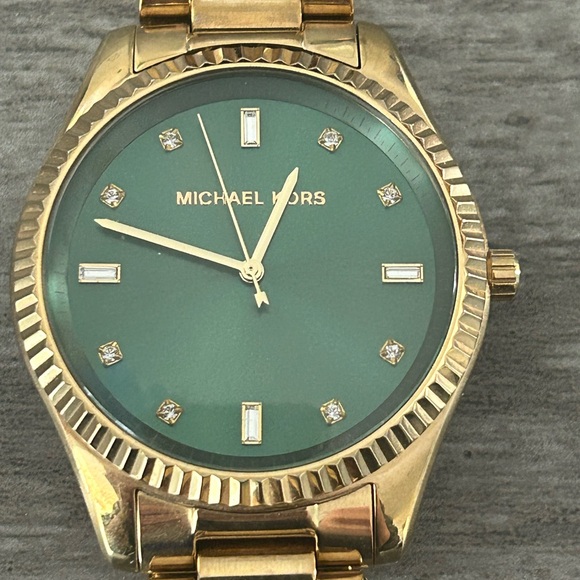 Michael Kors gold and emerald watch with stone accents - Picture 3 of 10